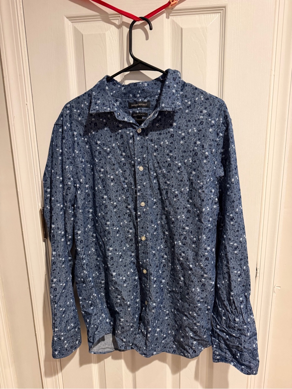 Banana Republic Navy Blue Floral Print Button-Down Shirt